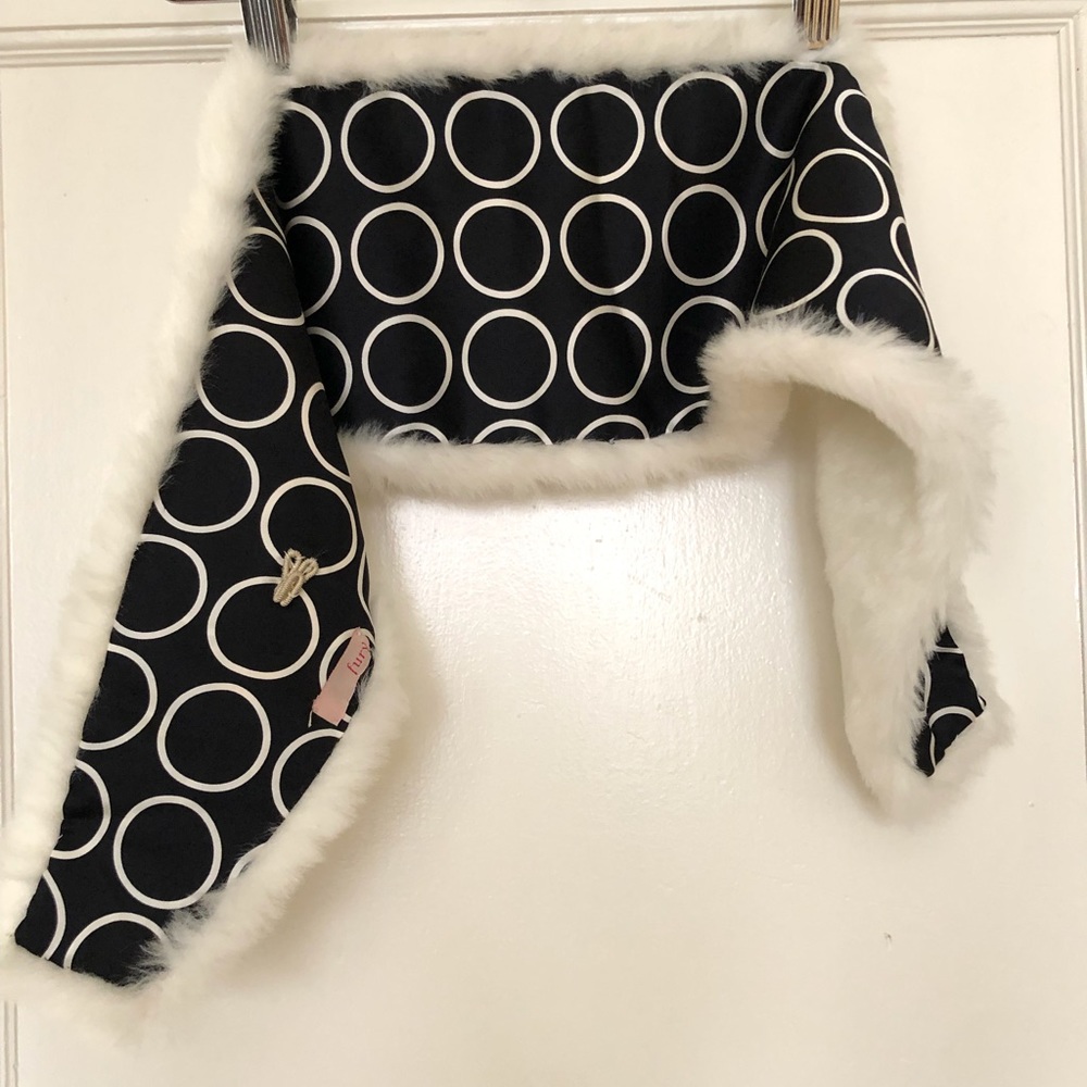 Faux fur with vintage silk Pucci cowl scarf